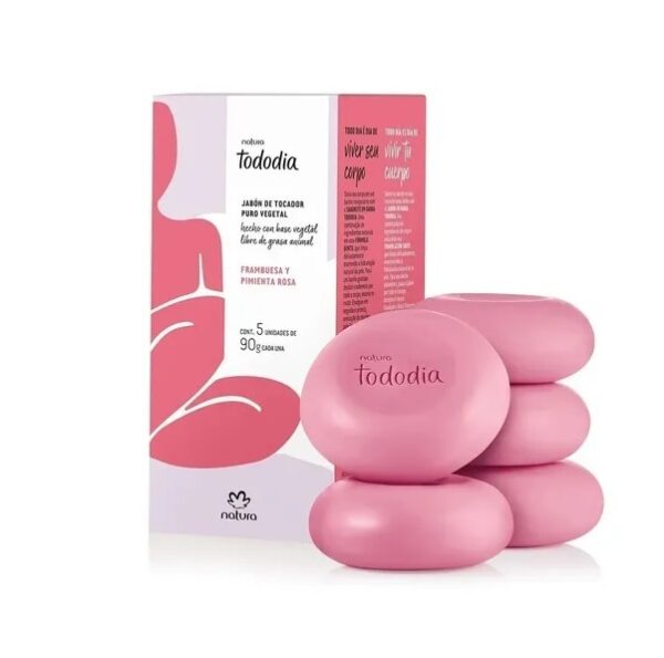 Jabón barra Tododia Frambuesa y Pimienta Rosa Natura 90g c/u x 5 unidades