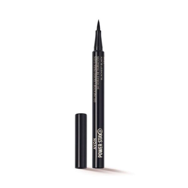 Delineador liquido Plumon para Ojos Power Stay 24h tono Blackest Black 1.2ml Avon