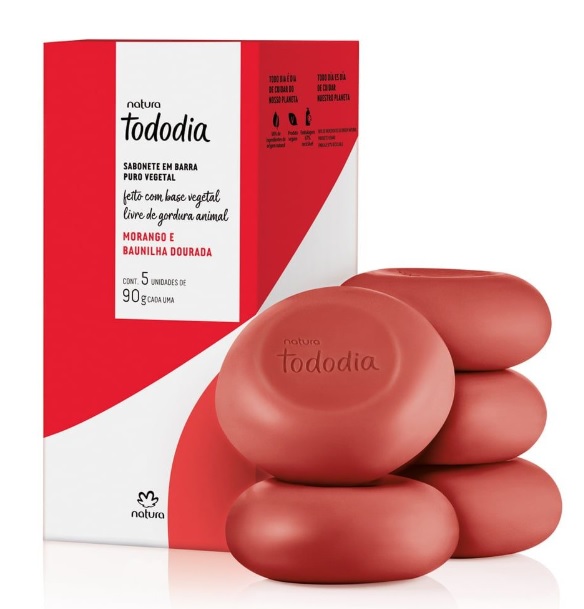 Jabon Tododia Fresa y Vainilla Dorada 90g Natura (5unidades)