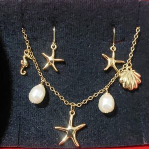 Set Collar + Aretes Golden  Sea Finart