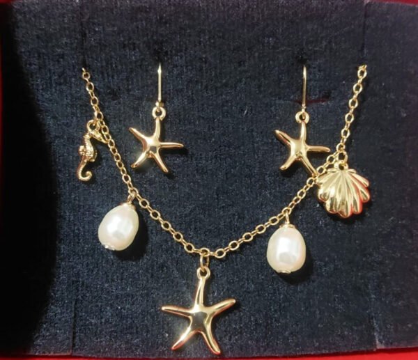 Set Collar + Aretes Golden  Sea Finart